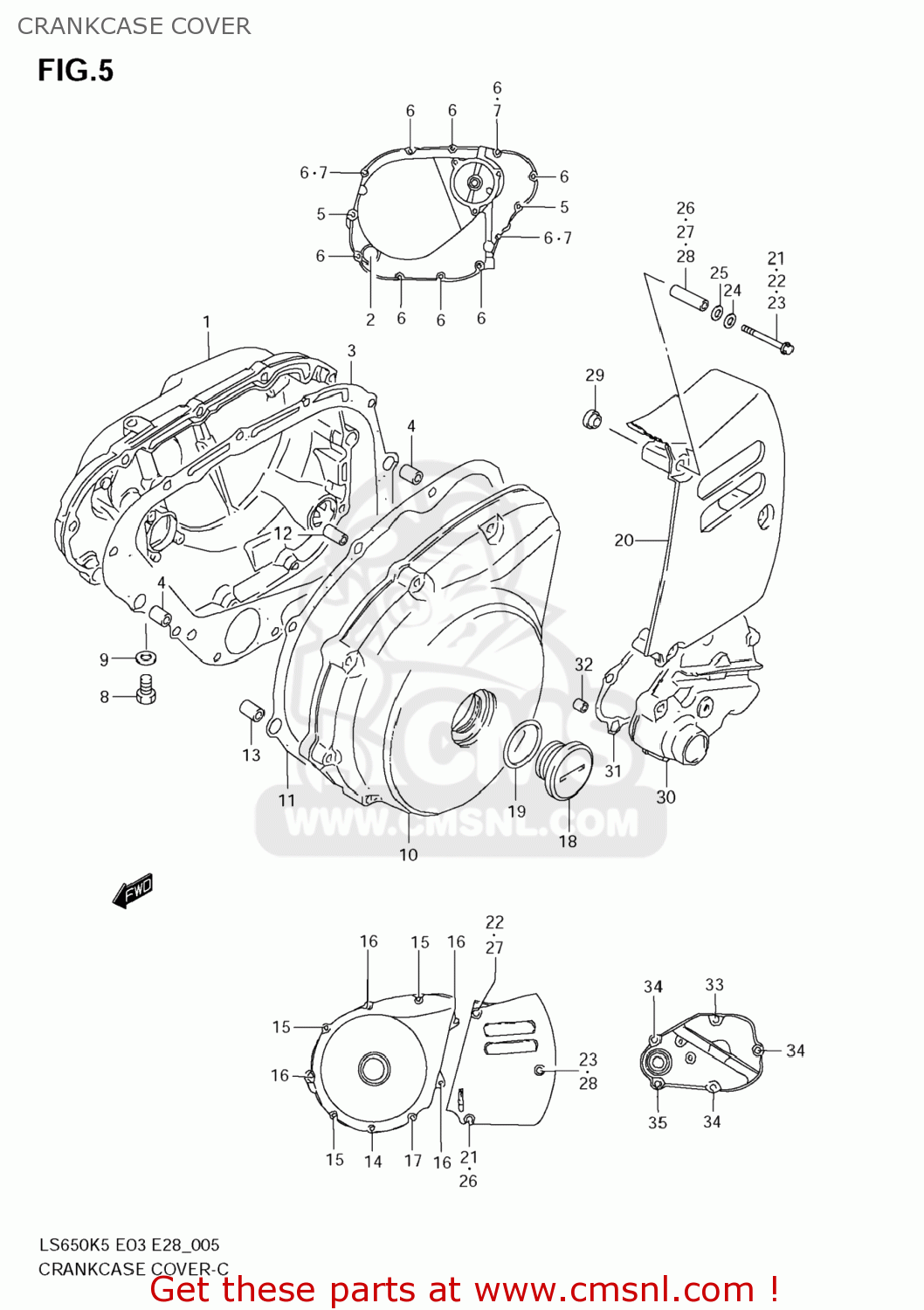 CRANKCASE COVER LS650 BOULEVARD S40 2006 (K6) USA CALIFORNI CANADA (E03 E33 E28)