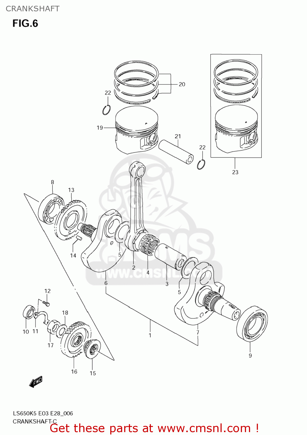CRANKSHAFT LS650 BOULEVARD S40 2006 (K6) USA CALIFORNI CANADA (E03 E33 E28)