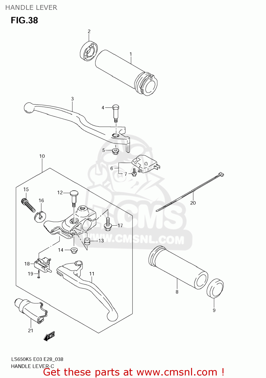 HANDLE LEVER LS650 BOULEVARD S40 2006 (K6) USA CALIFORNI CANADA (E03 E33 E28)