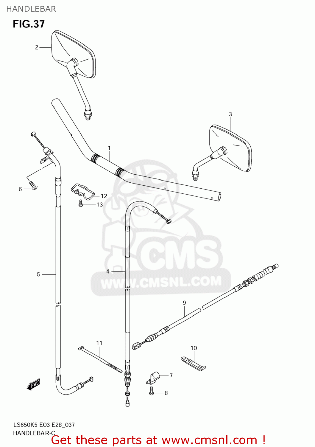 HANDLEBAR LS650 BOULEVARD S40 2007 (K7) USA CALIFORNI CANADA (E03 E33 E28)