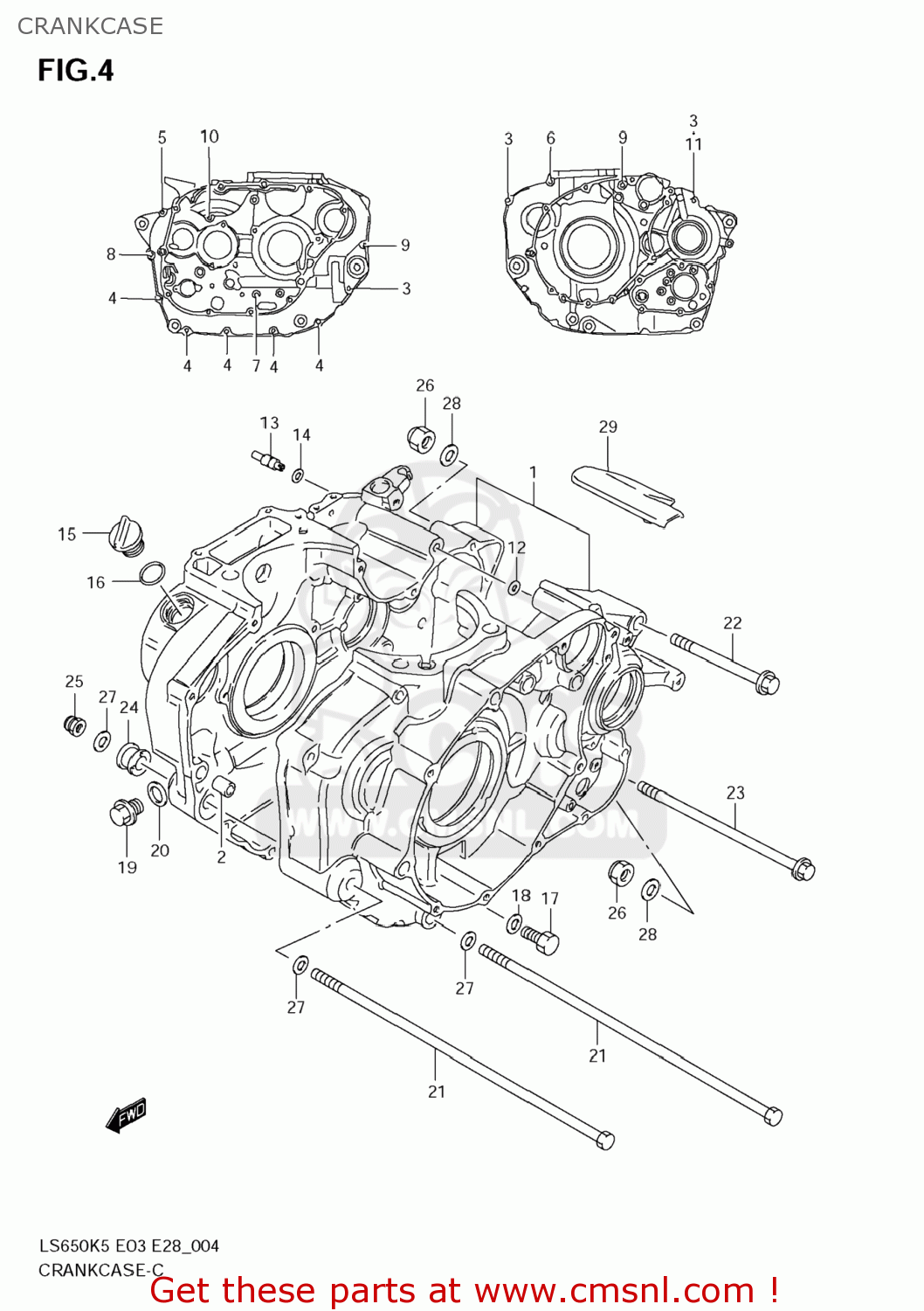 CRANKCASE LS650 BOULEVARD S40 2008 (K8) USA CALIFORNI CANADA (E03 E33 E28)