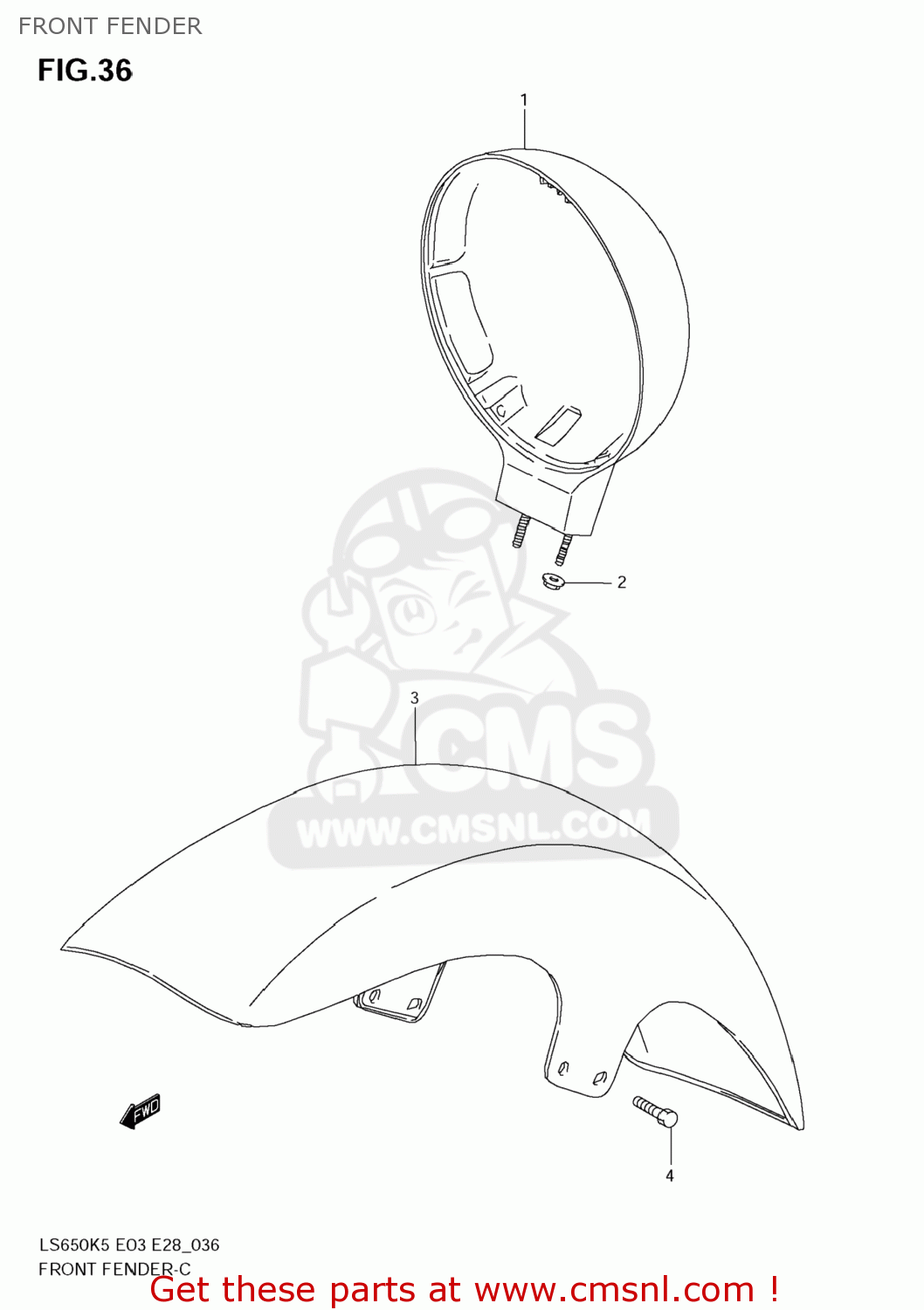 FRONT FENDER LS650 BOULEVARD S40 2008 (K8) USA CALIFORNI CANADA (E03 E33 E28)