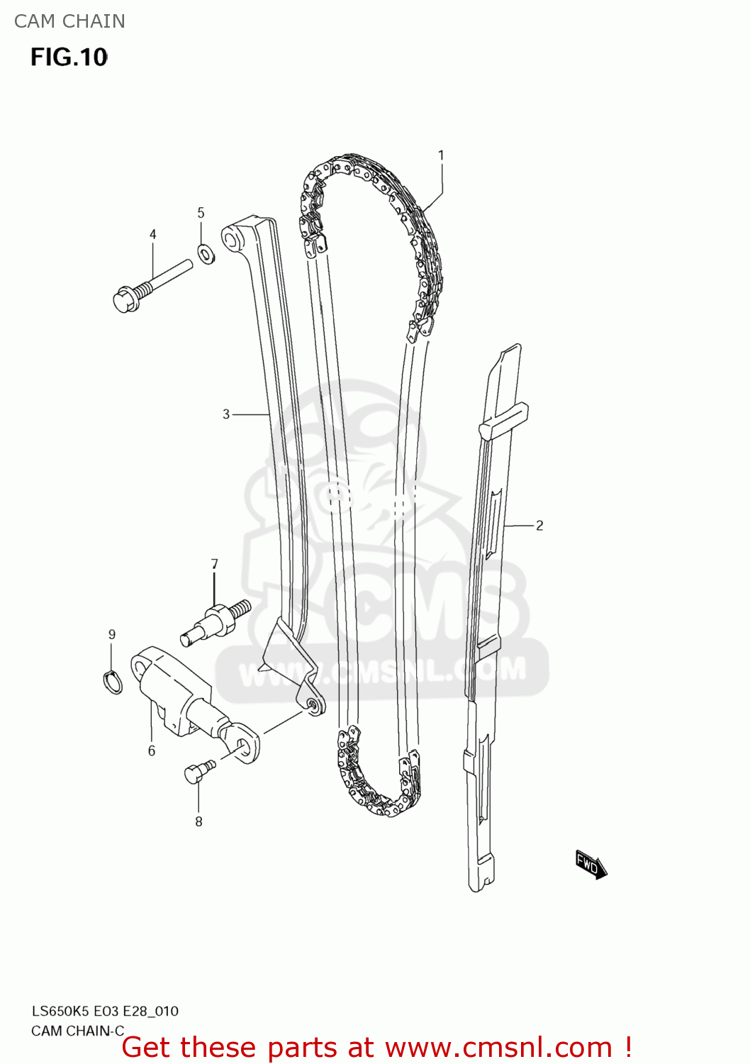 CAM CHAIN LS650 BOULEVARD S40 2009 (K9) USA CANADA (E03 E28)
