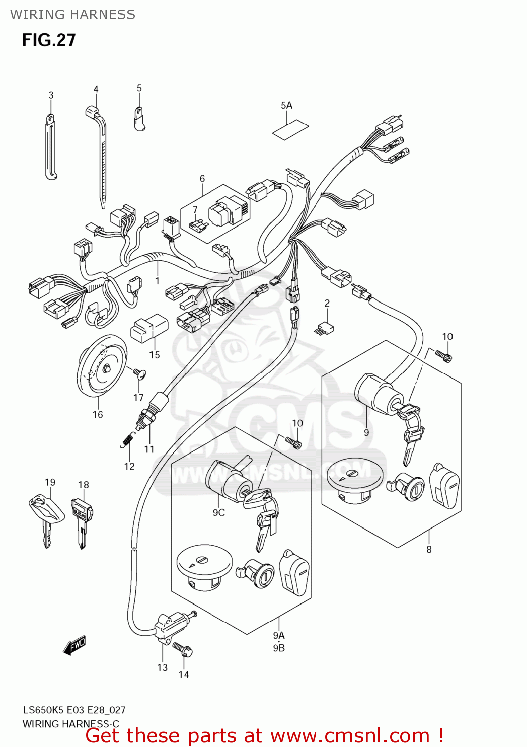 WIRING HARNESS LS650 BOULEVARD S40 2009 (K9) USA CANADA (E03 E28)