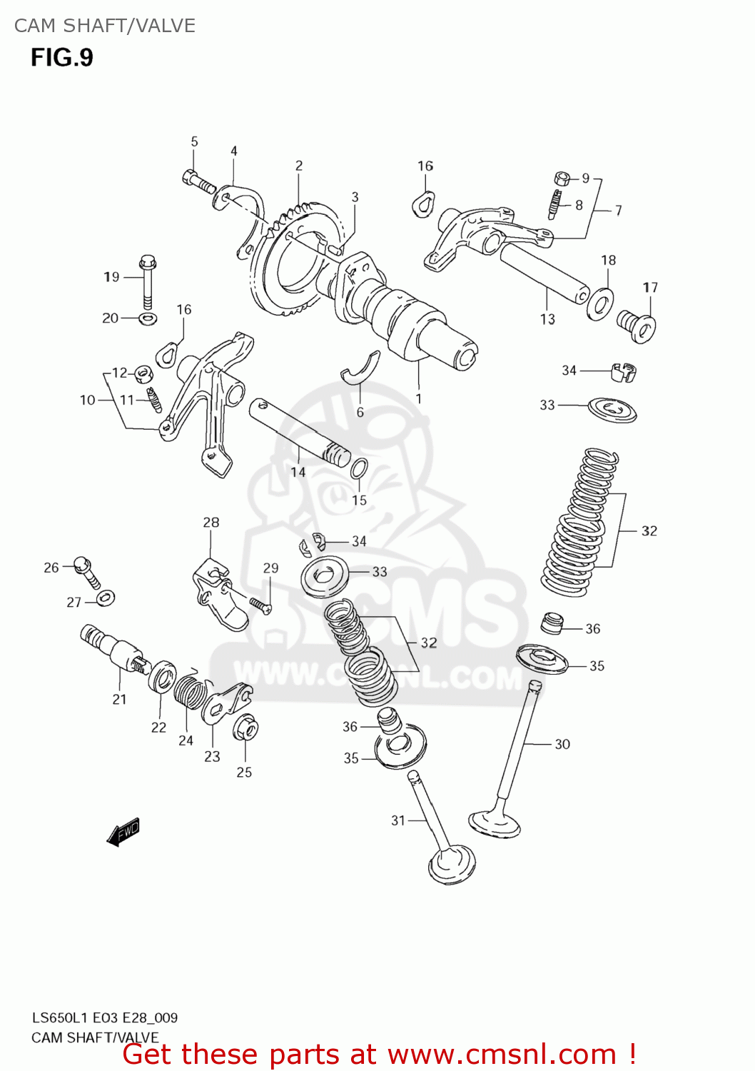 CAM SHAFT/VALVE LS650 BOULEVARD S40 2011 (L1) USA CALIFORNI CANADA (E03 E33 E28)