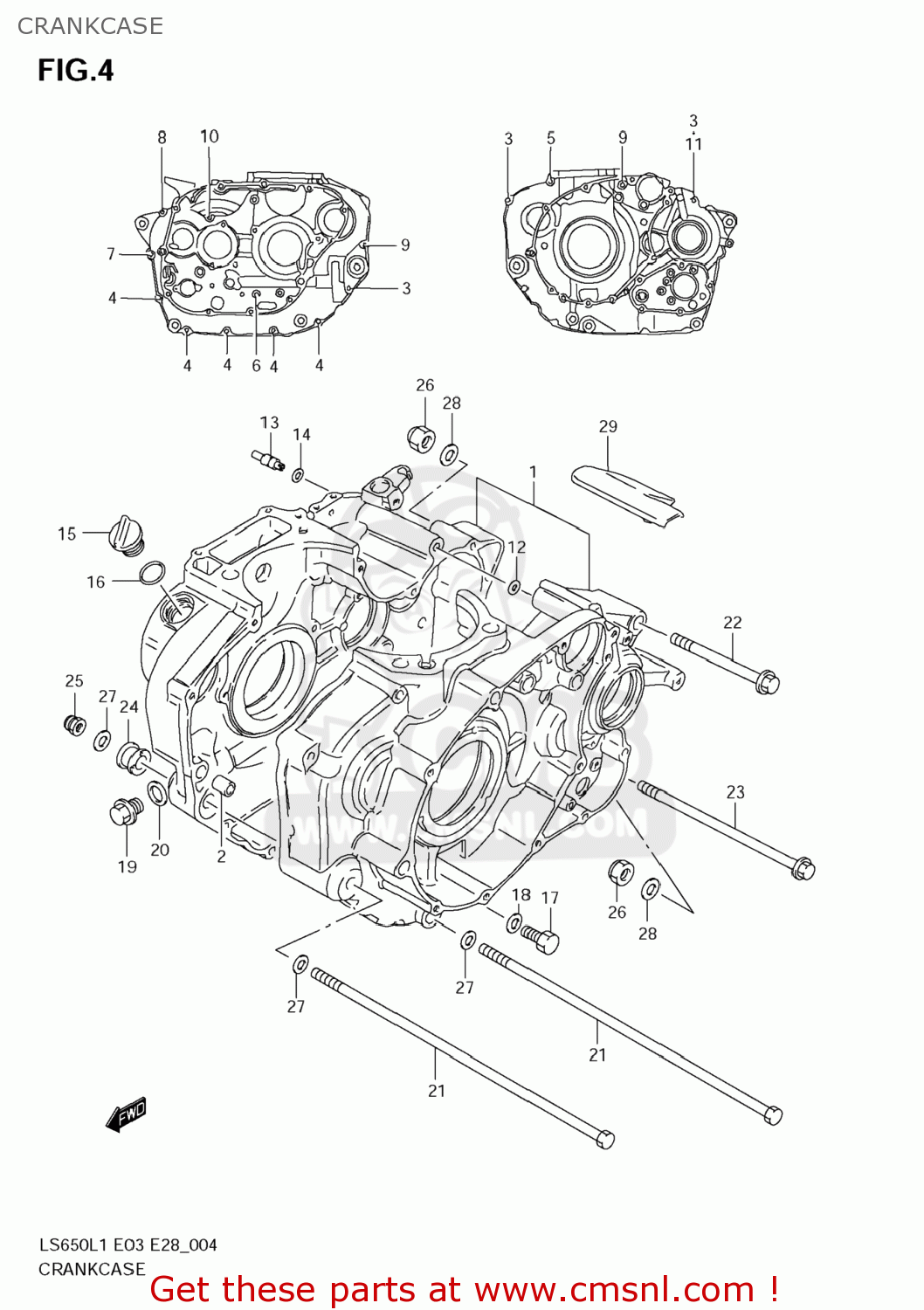 CRANKCASE LS650 BOULEVARD S40 2011 (L1) USA CALIFORNI CANADA (E03 E33 E28)