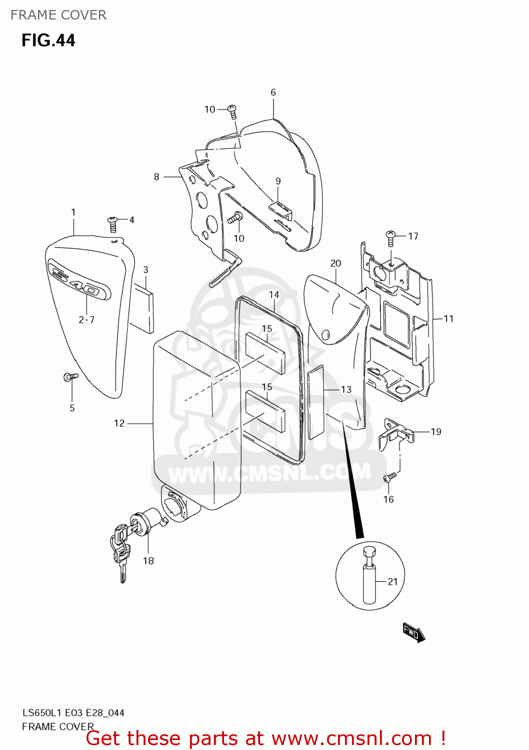 FRAME COVER LS650 BOULEVARD S40 2011 (L1) USA CALIFORNI CANADA (E03 E33 E28)