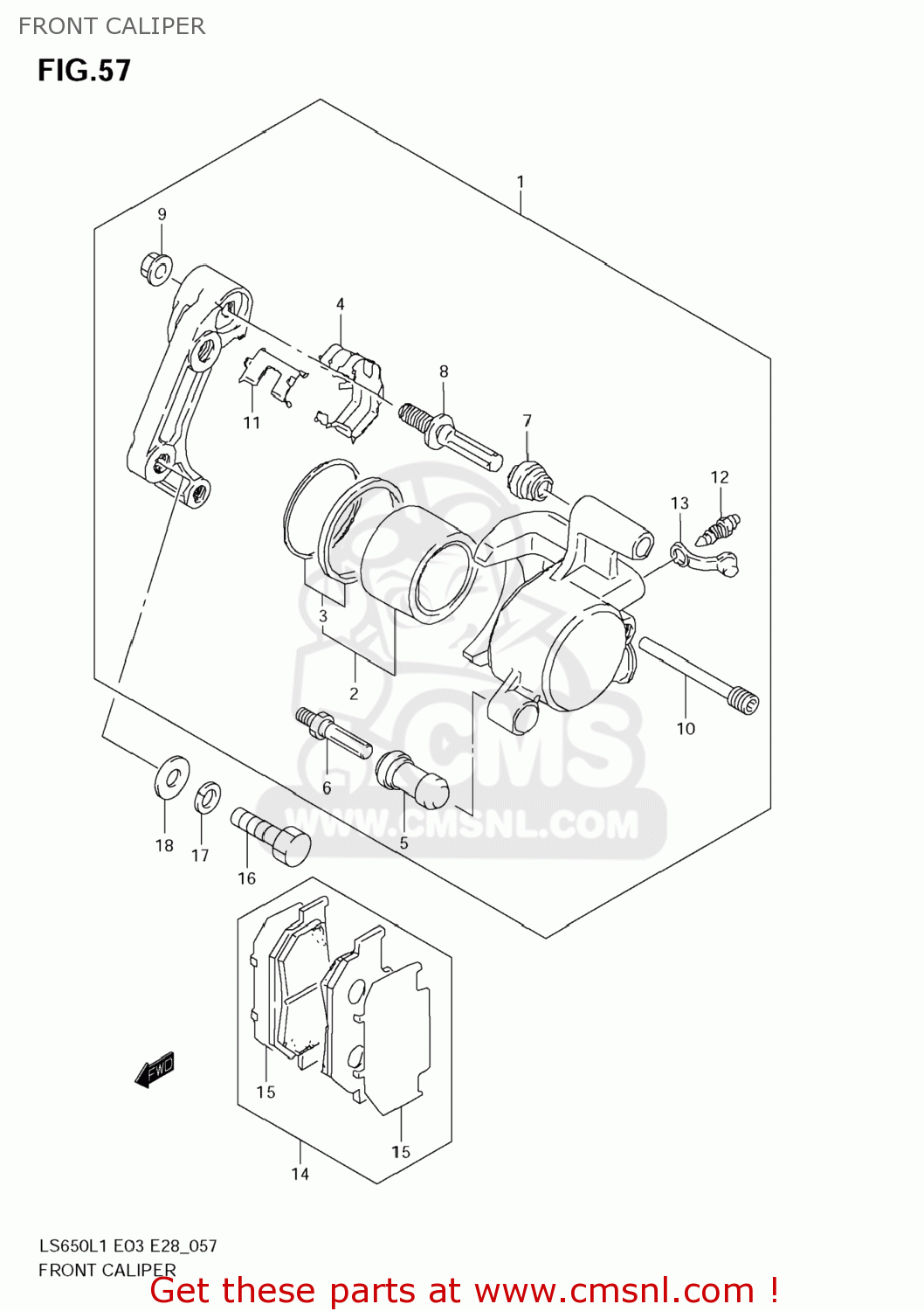 FRONT CALIPER LS650 BOULEVARD S40 2011 (L1) USA CALIFORNI CANADA (E03 E33 E28)