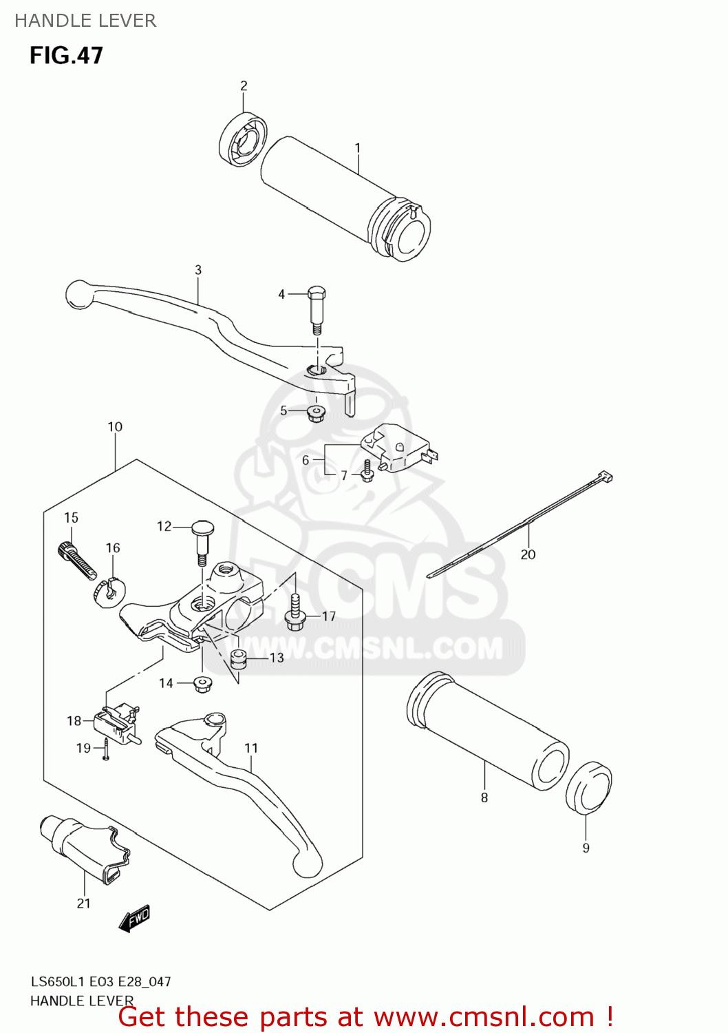 HANDLE LEVER LS650 BOULEVARD S40 2011 (L1) USA CALIFORNI CANADA (E03 E33 E28)