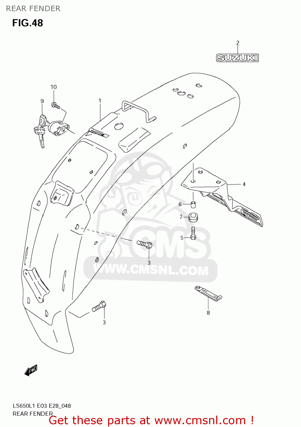 REAR FENDER LS650 BOULEVARD S40 2011 (L1) USA CALIFORNI CANADA (E03 E33 E28)