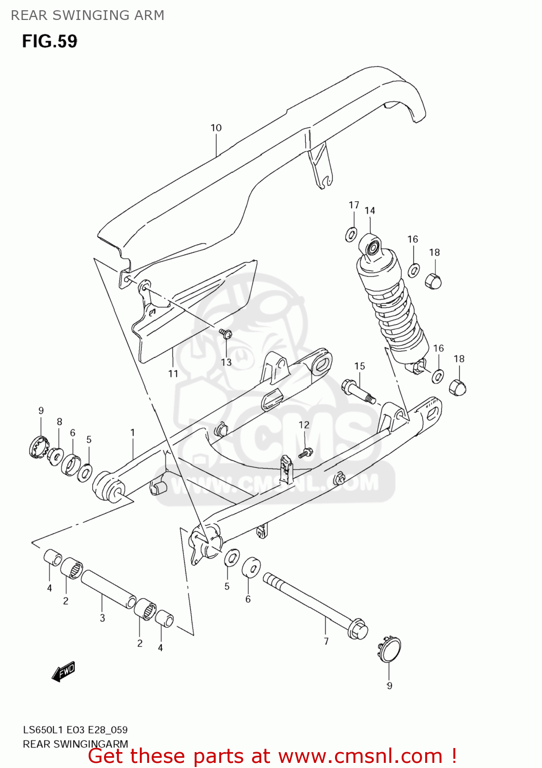 REAR SWINGING ARM LS650 BOULEVARD S40 2011 (L1) USA CALIFORNI CANADA (E03 E33 E28)