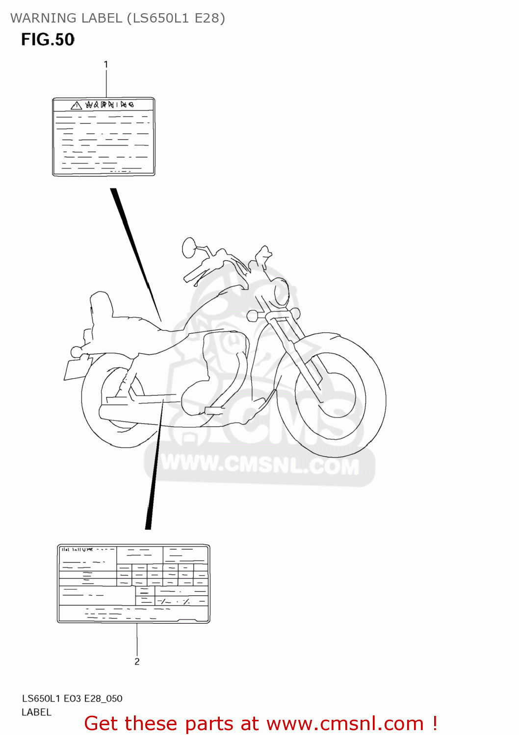 WARNING LABEL (LS650L1 E28) LS650 BOULEVARD S40 2011 (L1) USA CALIFORNI CANADA (E03 E33 E28)