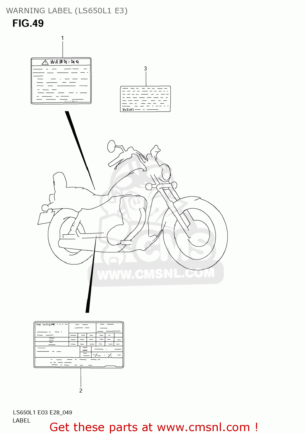 WARNING LABEL (LS650L1 E3) LS650 BOULEVARD S40 2011 (L1) USA CALIFORNI CANADA (E03 E33 E28)