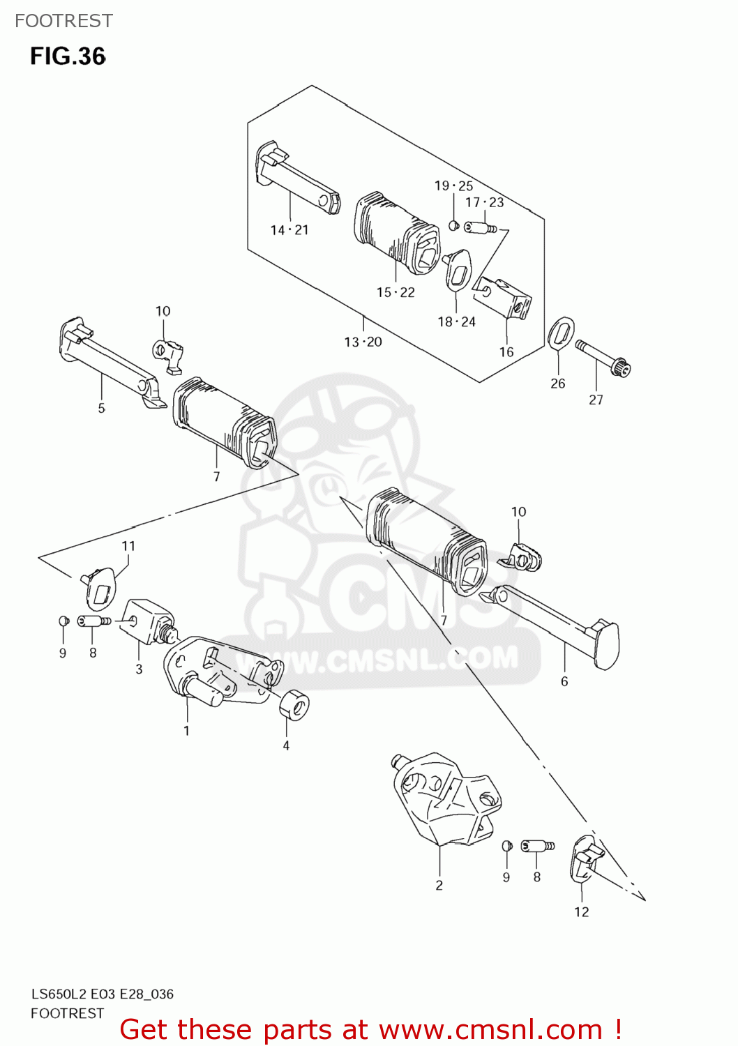 FOOTREST LS650 BOULEVARD S40 2012 (L2) USA CALIFORNI CANADA (E03 E33 E28)
