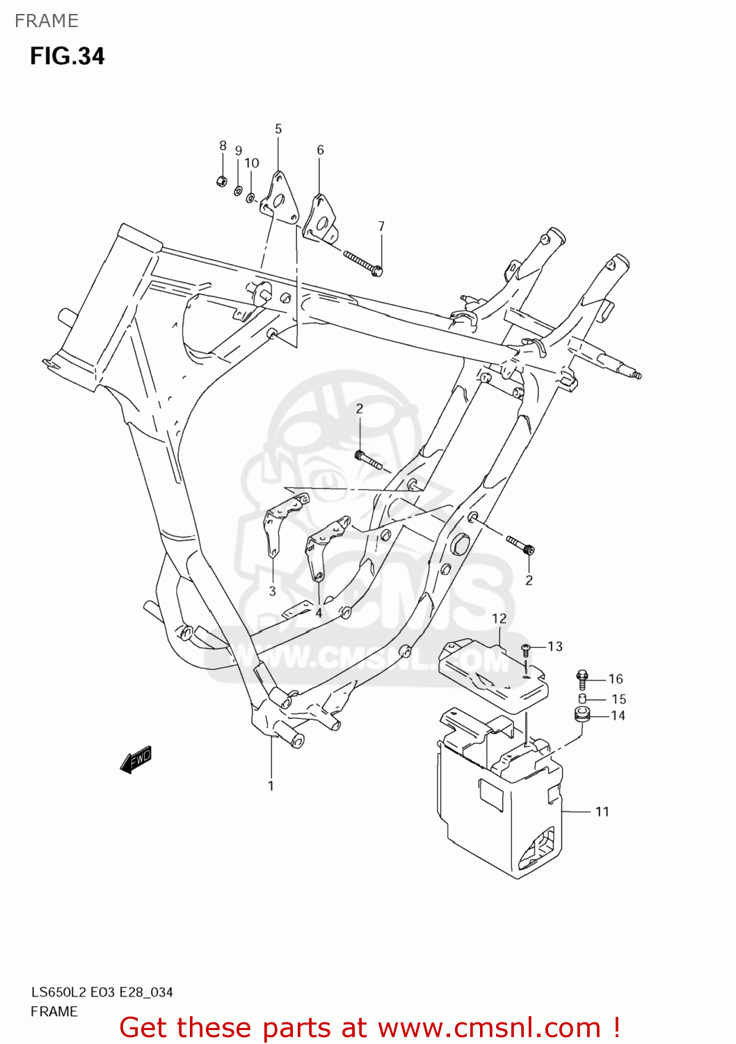 FRAME LS650 BOULEVARD S40 2012 (L2) USA CALIFORNI CANADA (E03 E33 E28)