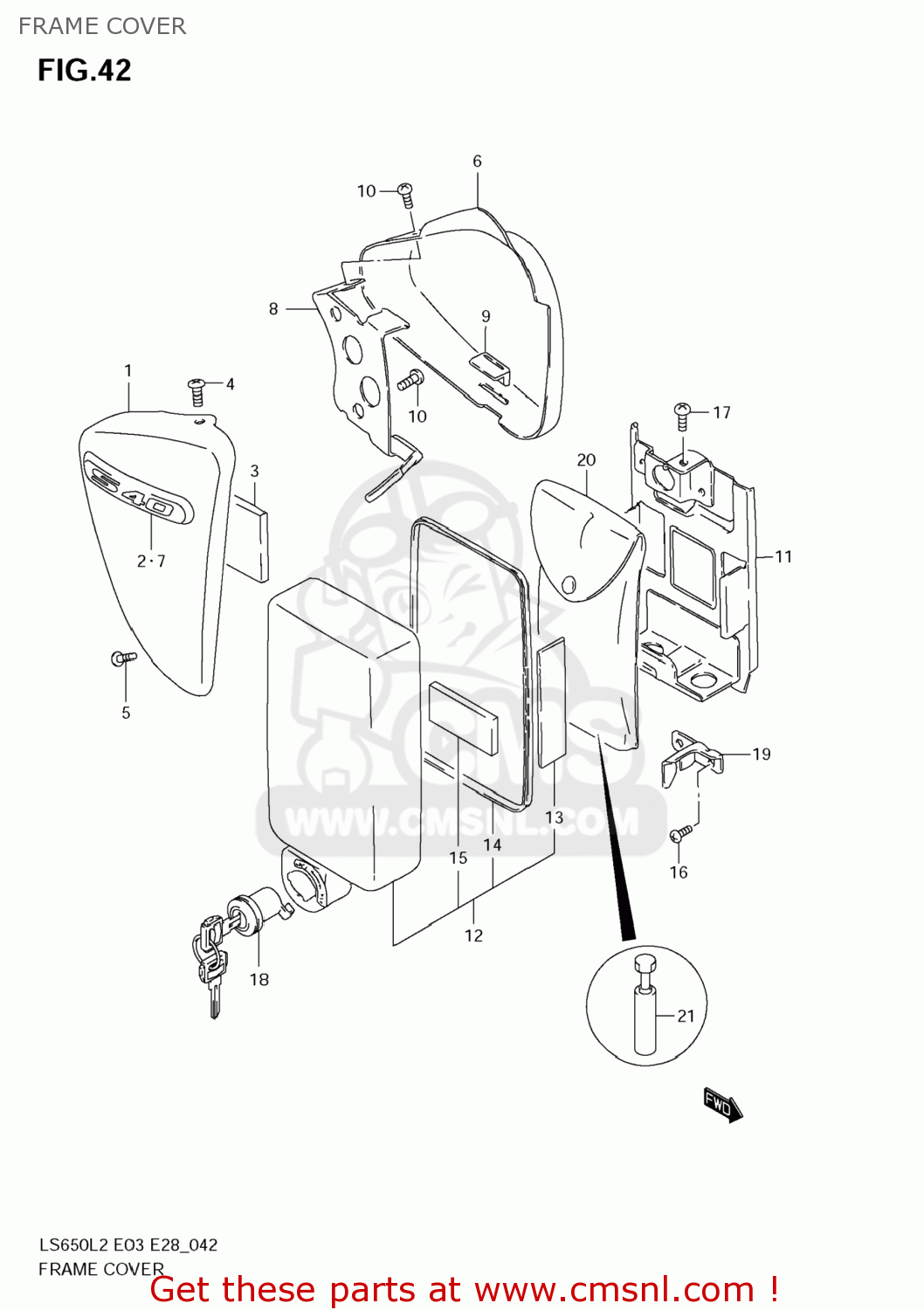 FRAME COVER LS650 BOULEVARD S40 2012 (L2) USA CALIFORNI CANADA (E03 E33 E28)