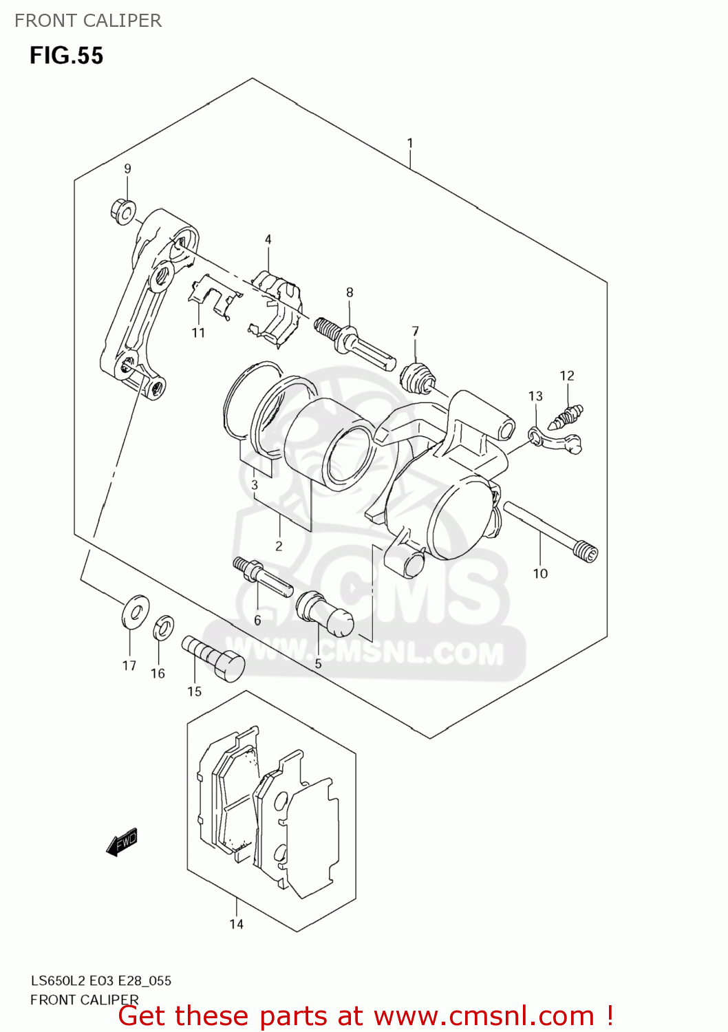FRONT CALIPER LS650 BOULEVARD S40 2012 (L2) USA CALIFORNI CANADA (E03 E33 E28)