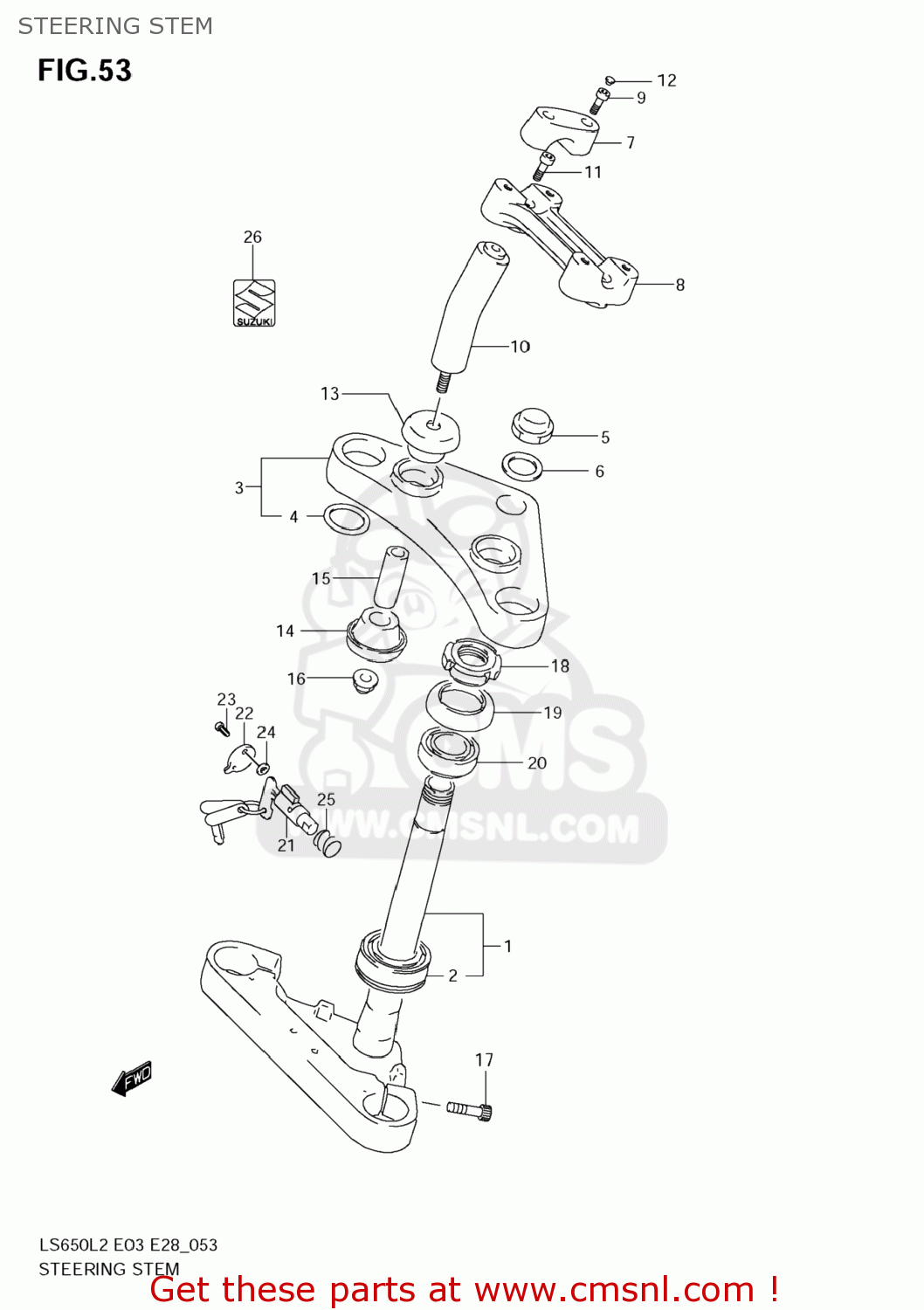 STEERING STEM LS650 BOULEVARD S40 2012 (L2) USA CALIFORNI CANADA (E03 E33 E28)