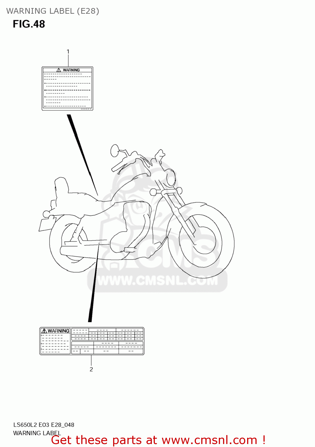 WARNING LABEL (E28) LS650 BOULEVARD S40 2012 (L2) USA CALIFORNI CANADA (E03 E33 E28)