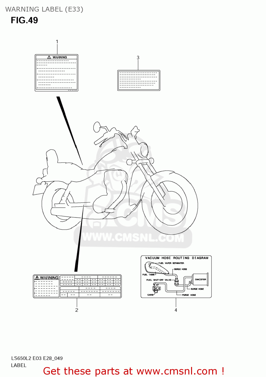 WARNING LABEL (E33) LS650 BOULEVARD S40 2012 (L2) USA CALIFORNI CANADA (E03 E33 E28)