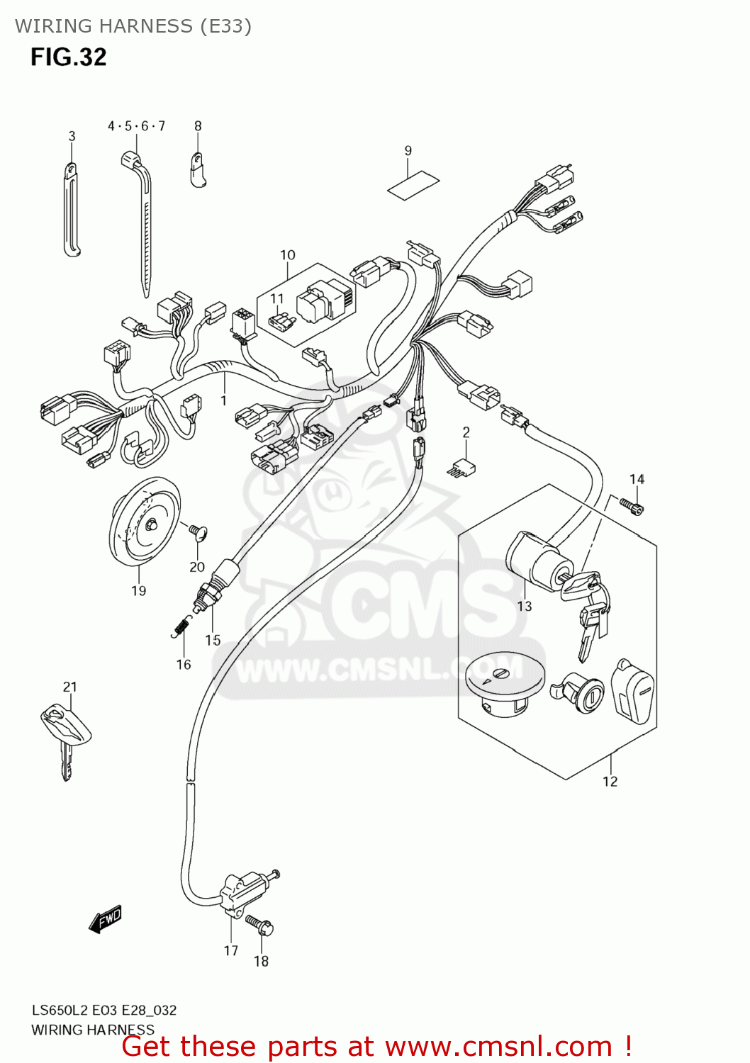 WIRING HARNESS (E33) LS650 BOULEVARD S40 2012 (L2) USA CALIFORNI CANADA (E03 E33 E28)