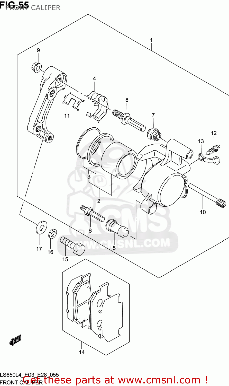 FRONT CALIPER LS650 BOULEVARD S40 2014 (L4) USA (E03)