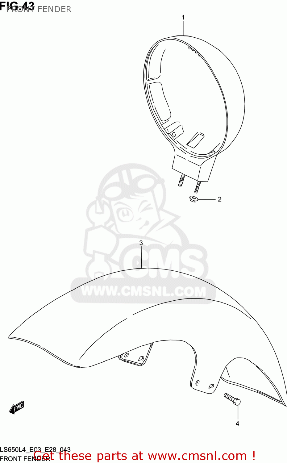 FRONT FENDER LS650 BOULEVARD S40 2014 (L4) USA (E03)