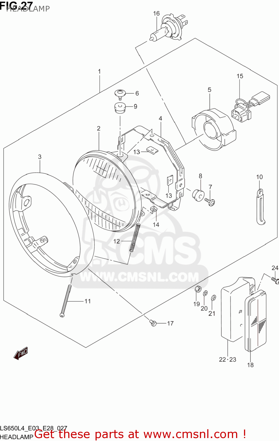 HEADLAMP LS650 BOULEVARD S40 2014 (L4) USA (E03)