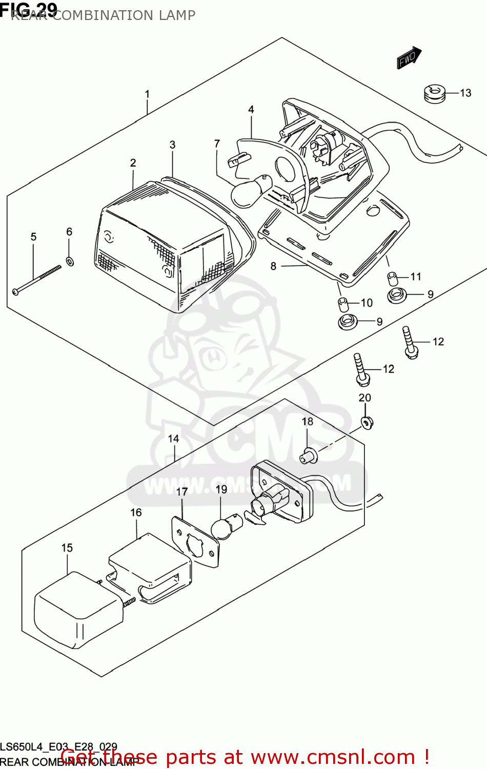 REAR COMBINATION LAMP LS650 BOULEVARD S40 2014 (L4) USA (E03)