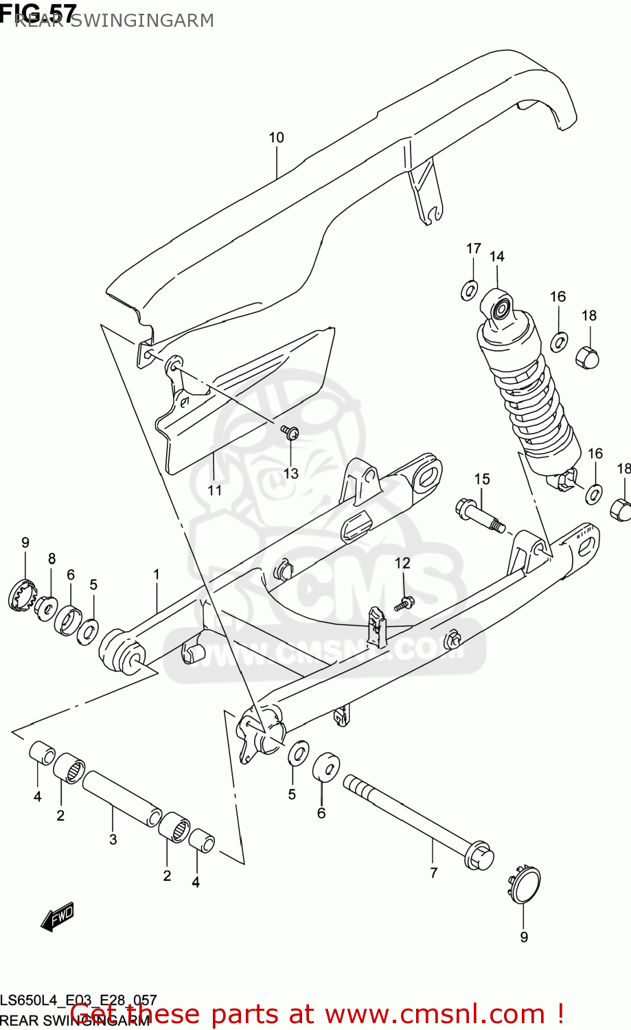 REAR SWINGINGARM LS650 BOULEVARD S40 2014 (L4) USA (E03)