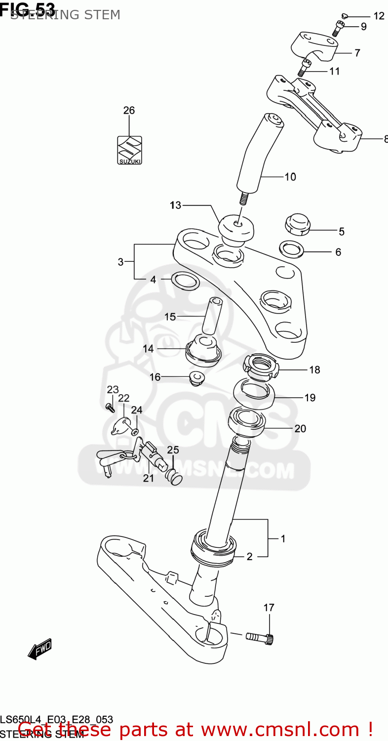 STEERING STEM LS650 BOULEVARD S40 2014 (L4) USA (E03)