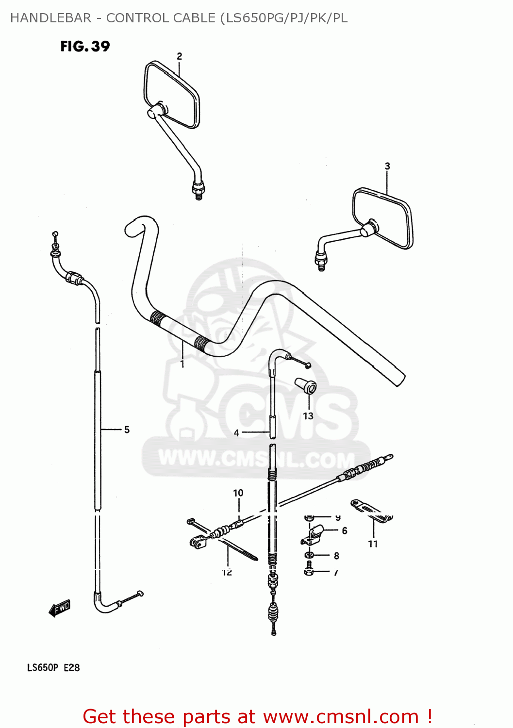 HANDLEBAR - CONTROL CABLE (LS650PG/PJ/PK/PL LS650 SAVAGE 1987 (H) USA (E03)