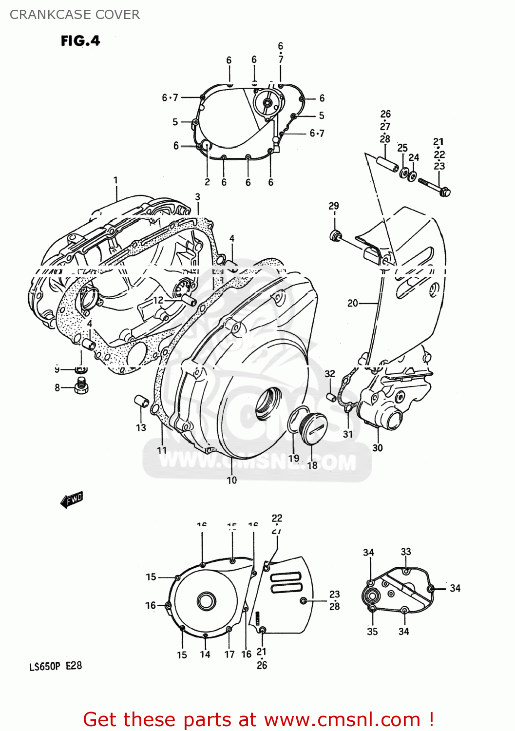 CRANKCASE COVER LS650 SAVAGE 1995 (S) USA (E03)