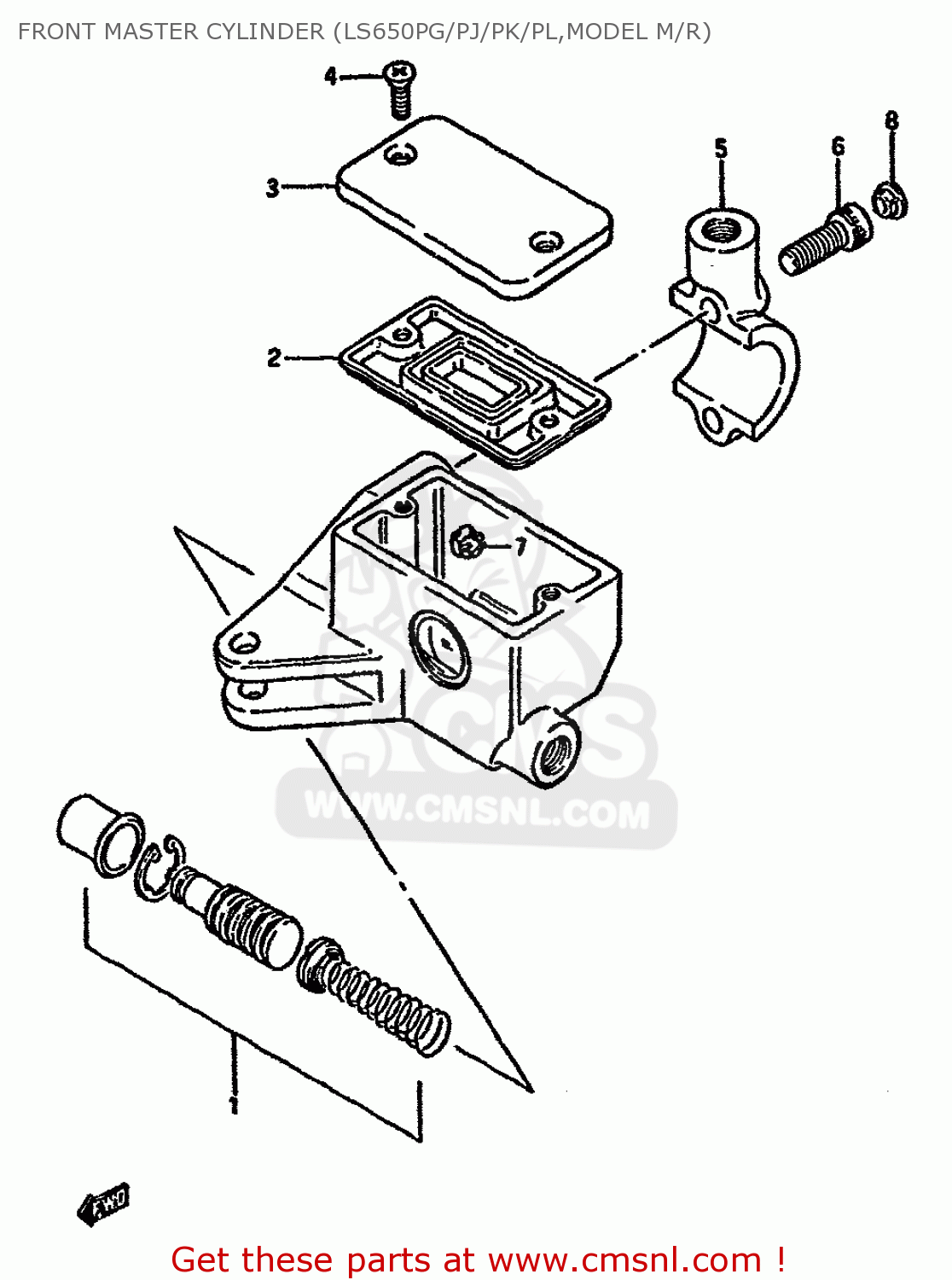 FRONT MASTER CYLINDER (LS650PG/PJ/PK/PL,MODEL M/R) LS650F 1986 (G) (E02 E04 E15 E16 E17 E18 E21 E22 E24 E25 E34 39)