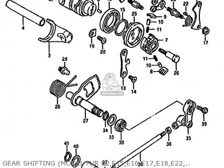 GEAR SHIFTING (MODEL M/R E2,E15,E16,E17,E18,E22,E25,E39) - LS650F 1986 (G) (E02 E04 E15 E16 E17 E18 E21 E22 E24 E25 E34 39)