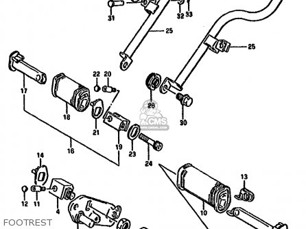 FOOTREST - LS650F 1986 (G) (E02 E04 E15 E16 E17 E18 E21 E22 E24 E25 E34 39)