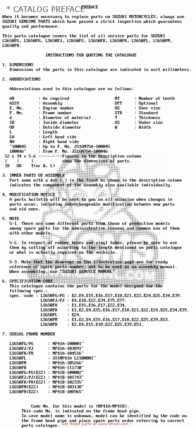 * CATALOG PREFACE * LS650F 1988 (J) (E04 E18 E22 E34 E75 E77)