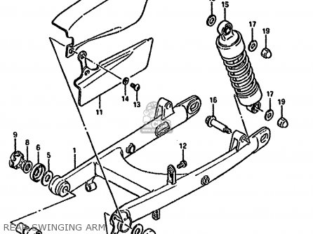 REAR SWINGING ARM - LS650F 1988 (J) (E04 E18 E22 E34 E75 E77)
