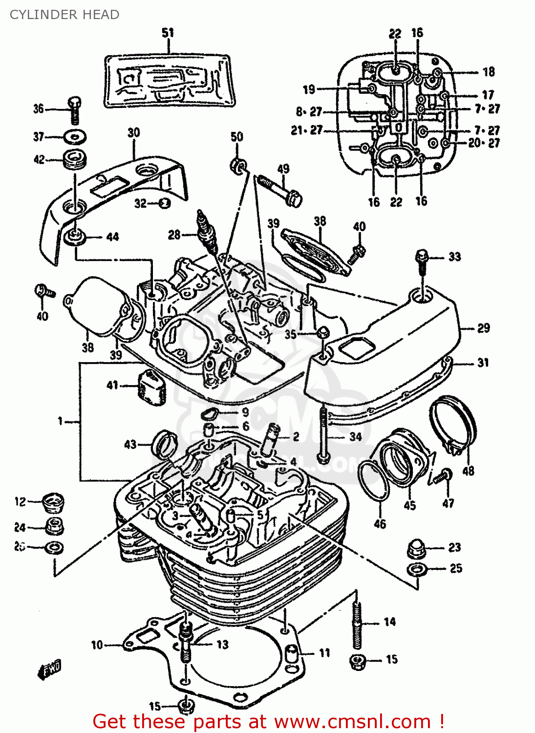 CYLINDER HEAD LS650F 1989 (K) (E01 E15 E16 E17 E22 E34)