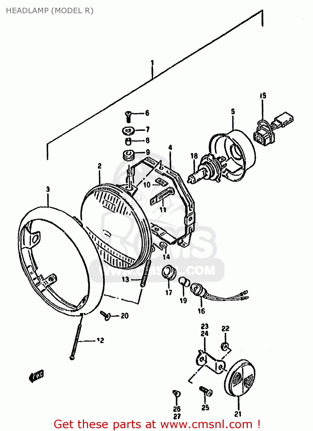 HEADLAMP (MODEL R) LS650F 1989 (K) (E01 E15 E16 E17 E22 E34)