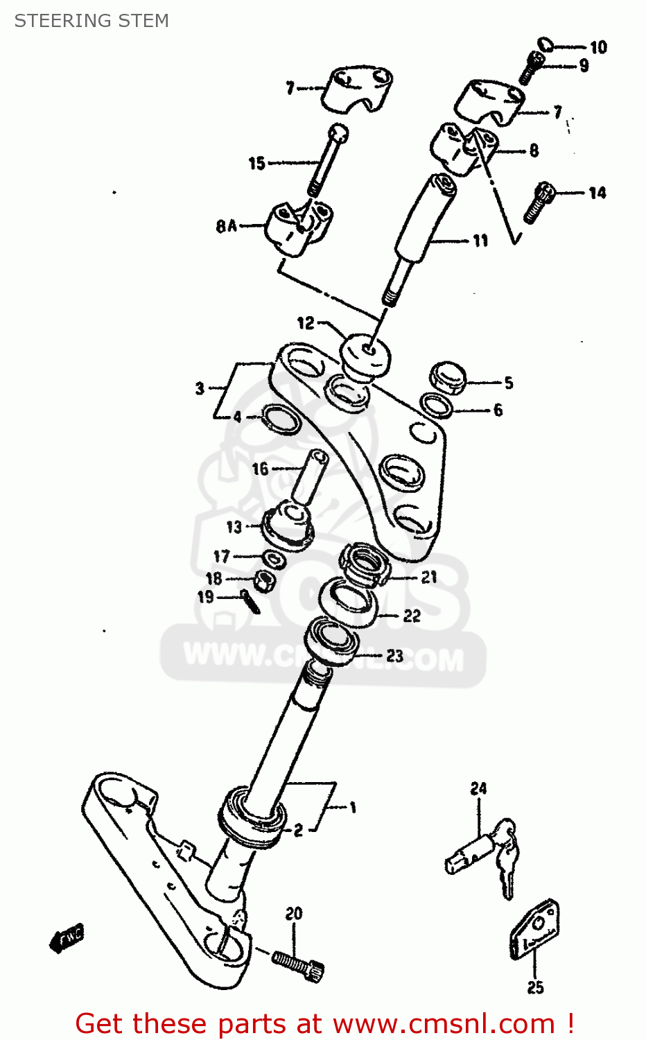 STEERING STEM LS650F 1989 (K) (E01 E15 E16 E17 E22 E34)