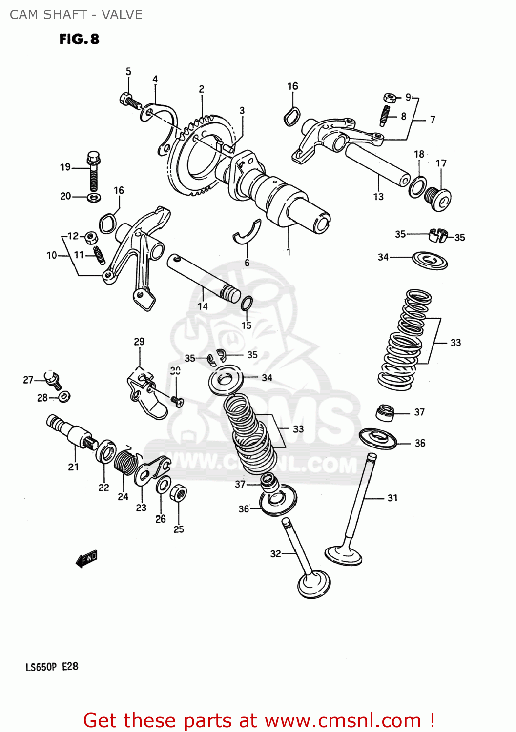 CAM SHAFT - VALVE LS650F SAVAGE 1986 (G) USA (E03)