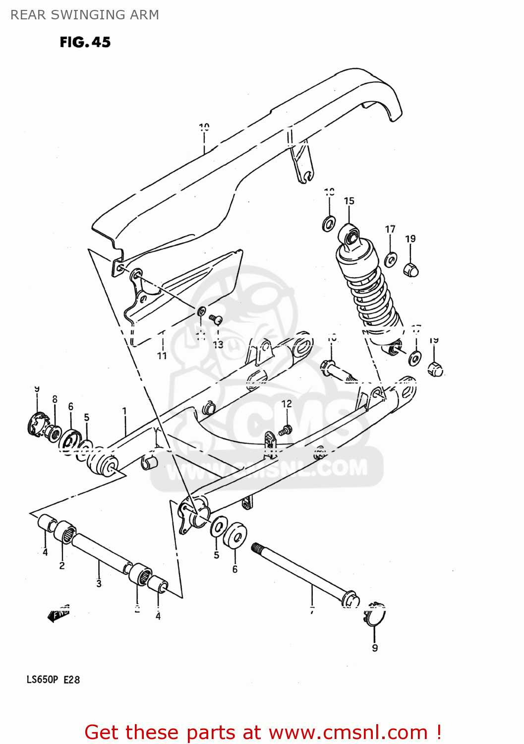 REAR SWINGING ARM LS650F SAVAGE 1987 (H) USA (E03)