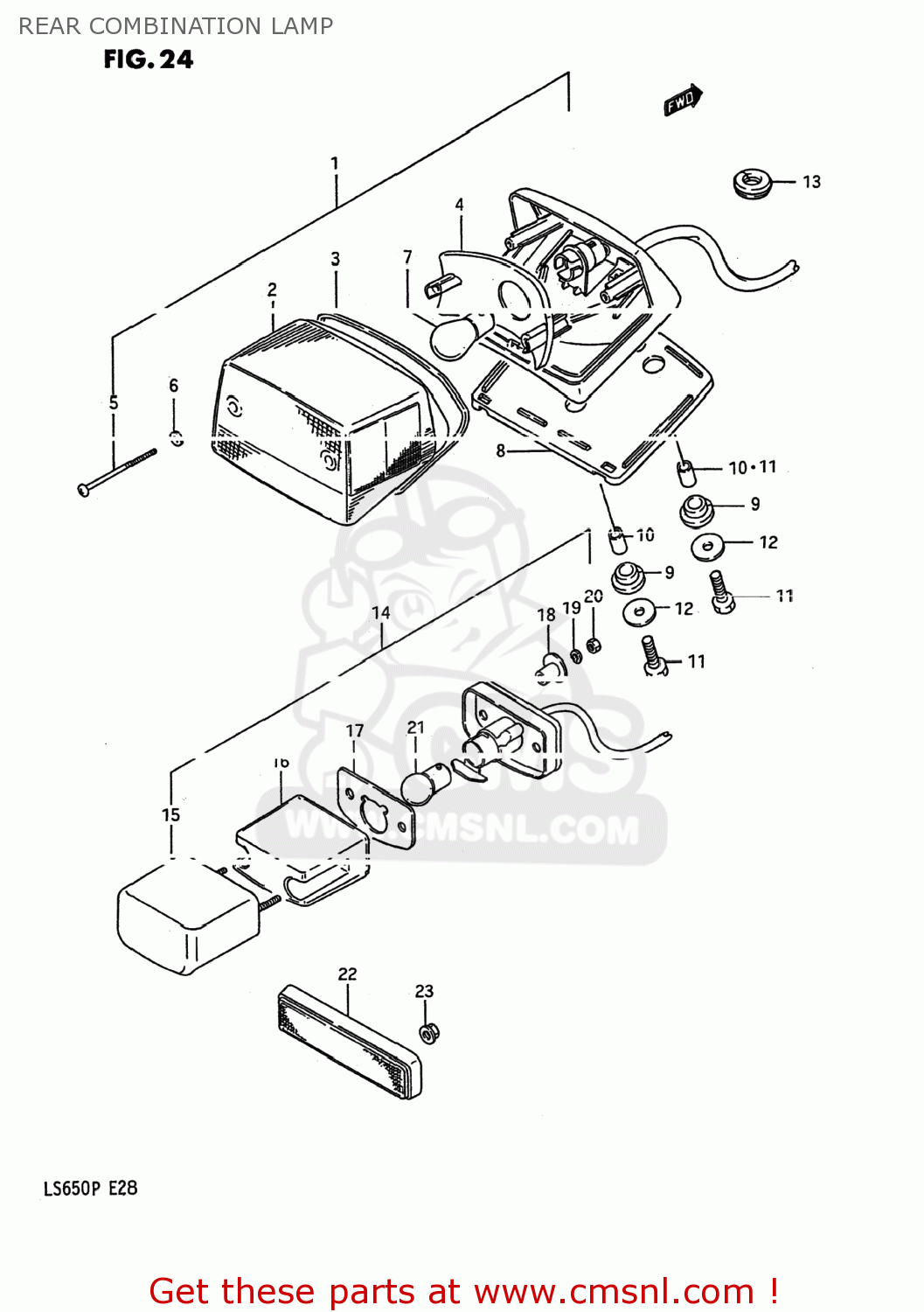 REAR COMBINATION LAMP LS650F SAVAGE 1988 (J) USA (E03)