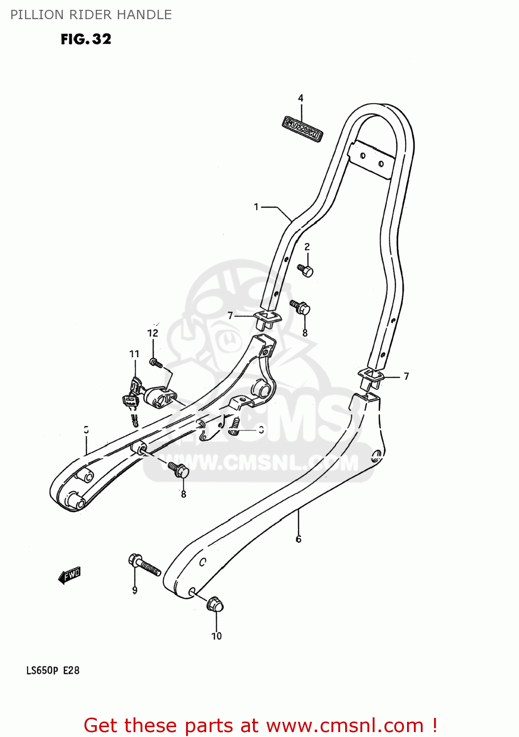 PILLION RIDER HANDLE LS650F SAVAGE 1995 (S) USA (E03)