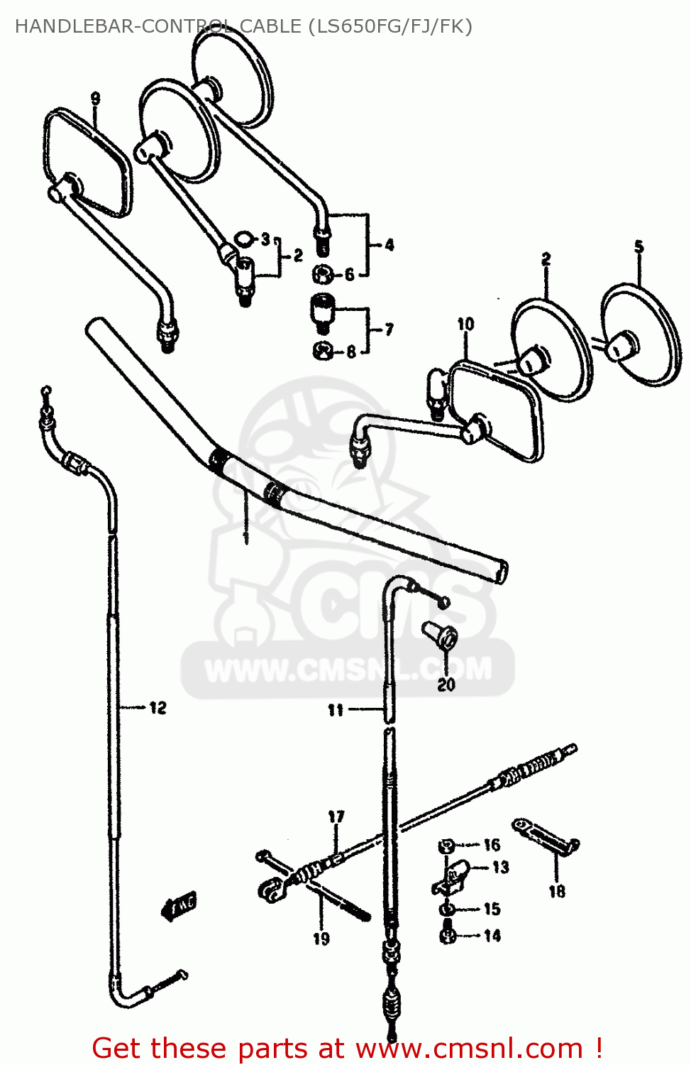 HANDLEBAR-CONTROL CABLE (LS650FG/FJ/FK) LS650P 1986 (G) (E02 E04 E15 E16 E17 E18 E21 E22 E24 E25 E34 39)