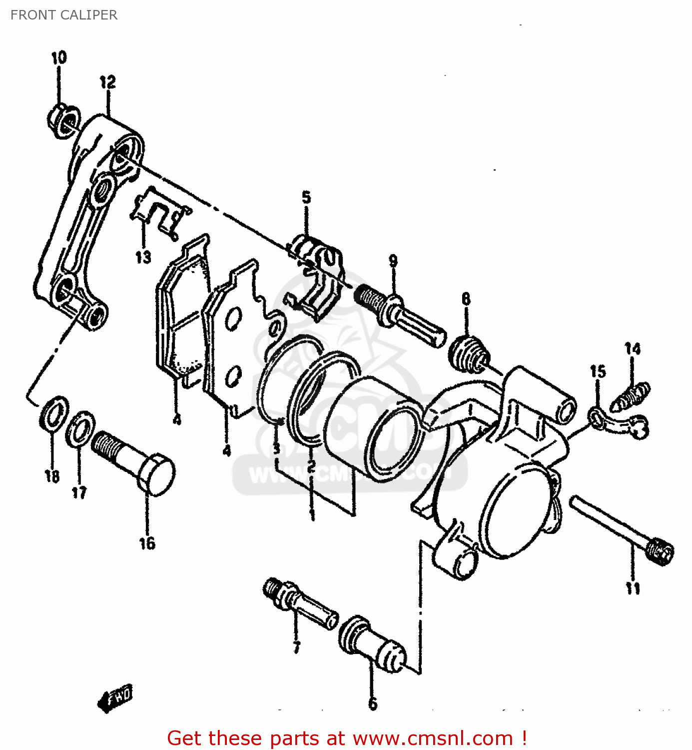 FRONT CALIPER LS650P 1986 (G) (E02 E04 E15 E16 E17 E18 E21 E22 E24 E25 E34 39)
