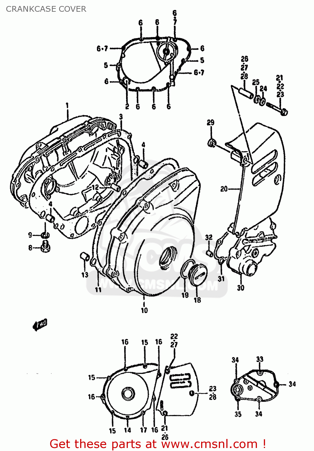 CRANKCASE COVER LS650P 1986 (G) (E02 E04 E15 E16 E17 E18 E21 E22 E24 E25 E34 39)