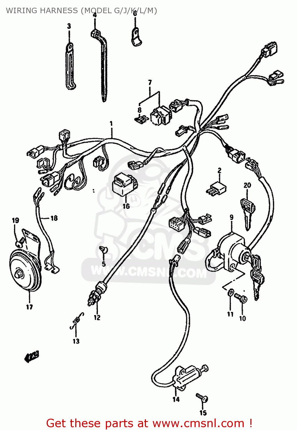 WIRING HARNESS (MODEL G/J/K/L/M) LS650P 1988 (J) (E04 E18 E22 E34 E75 E77)