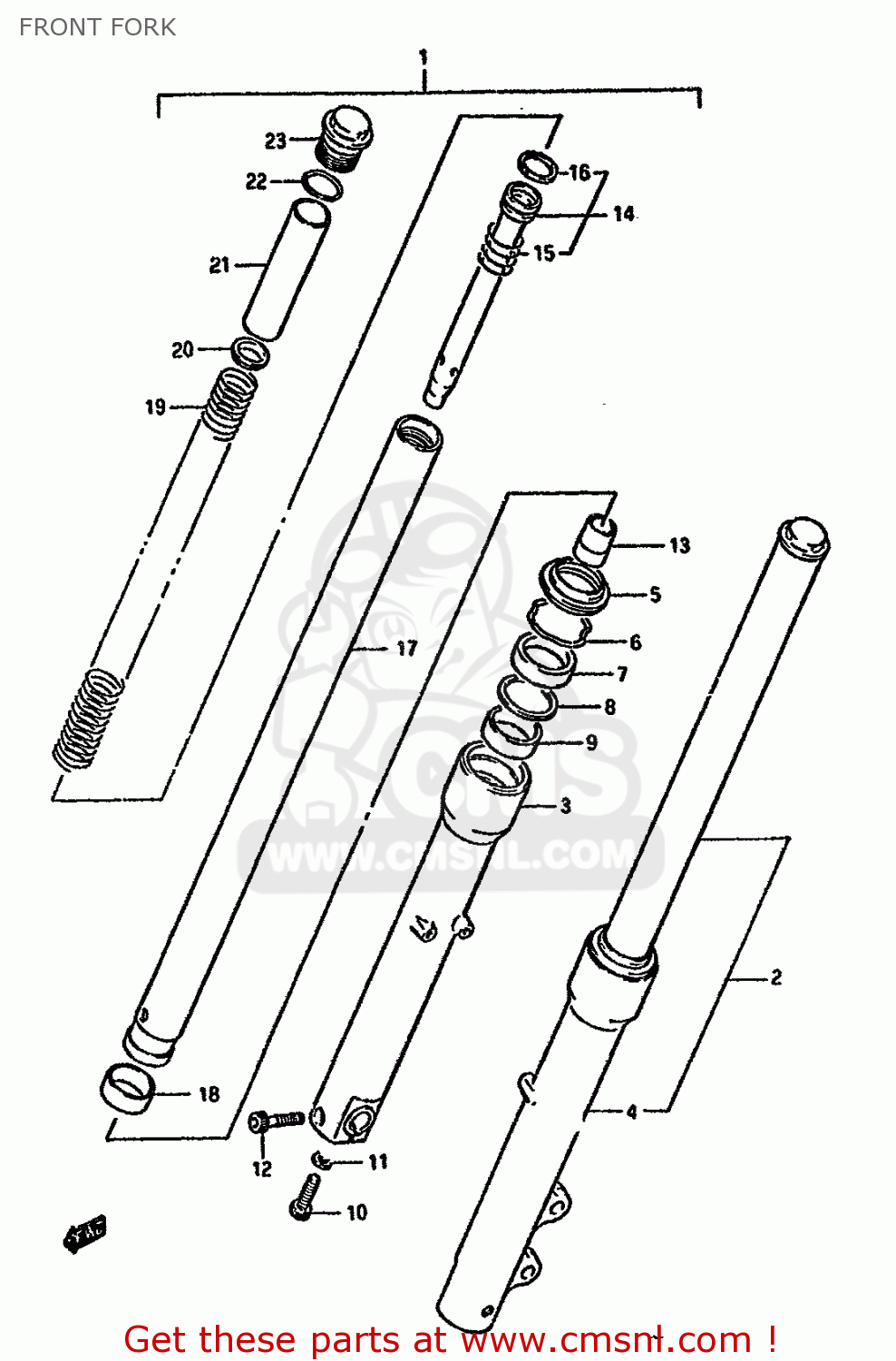 FRONT FORK LS650P 1988 (J) (E04 E18 E22 E34 E75 E77)